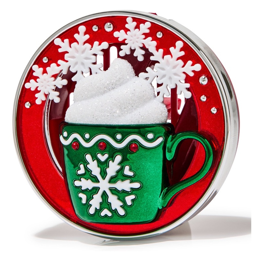 “CHRISTMAS MUG” BBW Refillable Car Fragrance 'Vent or Visor' Holder NWT & Sealed